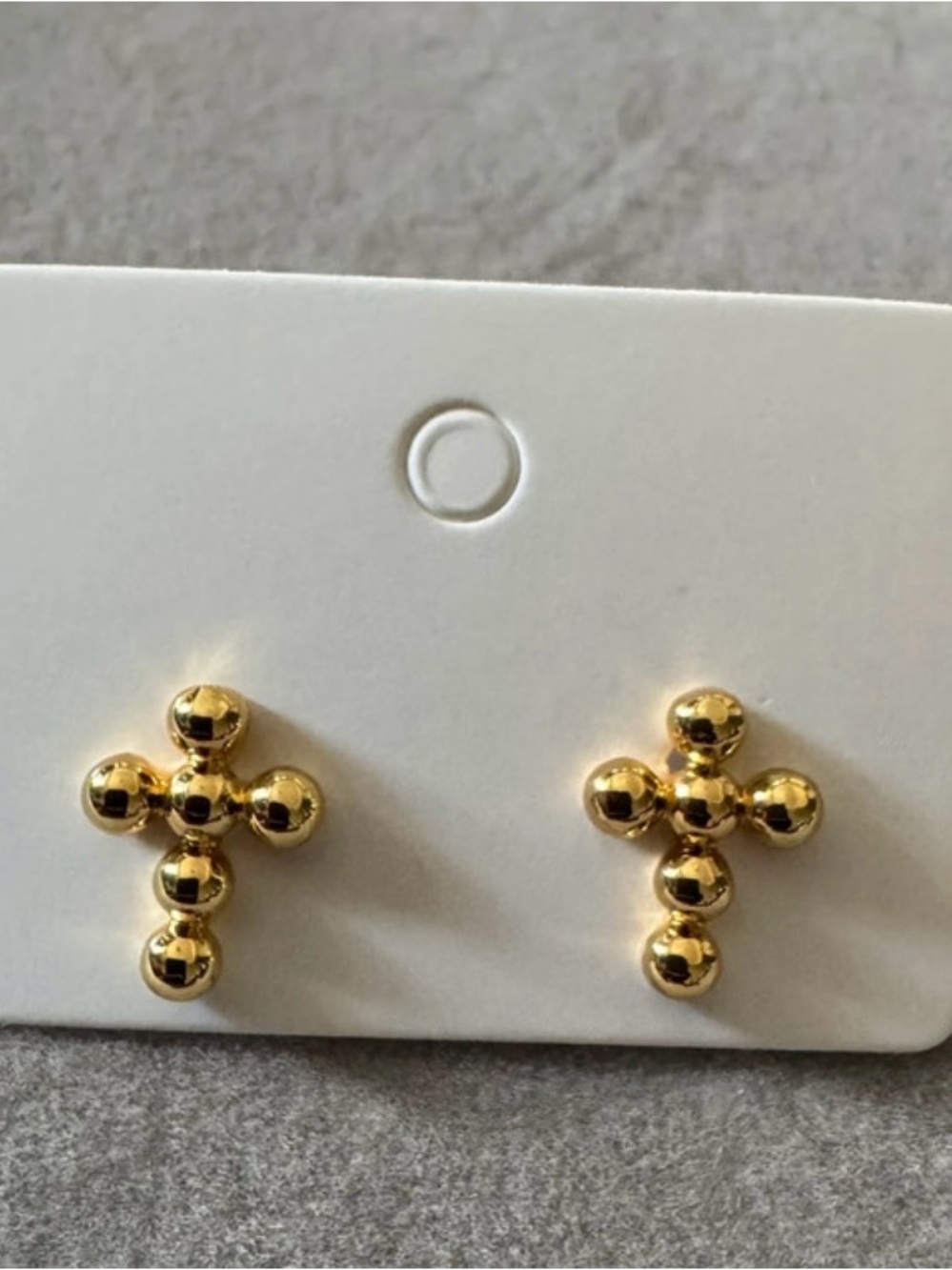 Gold Cross Bead Stud Earrings - Women's Jewelry